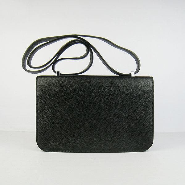 7A Hermes Constance Togo Leather Single Bag Black Silver Hardware H020